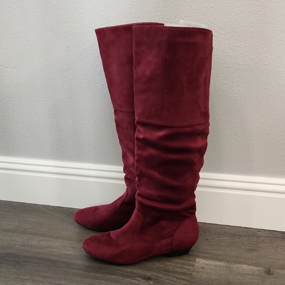 NEW ROUTE 66 | Wine Colored Faux Suede Boots - Picture 1 of 8